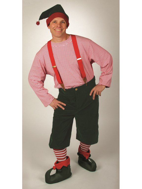 5 Piece Green Red and White Workshop Elf Suit - Size Adult Large