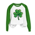 thumbnail image 4 of Ohufall Long Sleeve Shirts For Women, Spring Patchwork St. Patrick's Day Printed Round Neck Casual Loose Tee Pullover Women Tops, 4 of 4