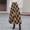 thumbnail image 6 of ClodeEU Women's Plaid Maxi Skirts ,Fall Winter A Line Long Skirts , High Waisted Trendy Dress with Pockets Khaki,Womens Plus XXXL, 6 of 6