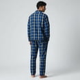 thumbnail image 6 of COUVER Men’s Fleece Pajama Set with Button-Down Top and Drawstring Pants Plaid Blue Grey Size S, 6 of 6