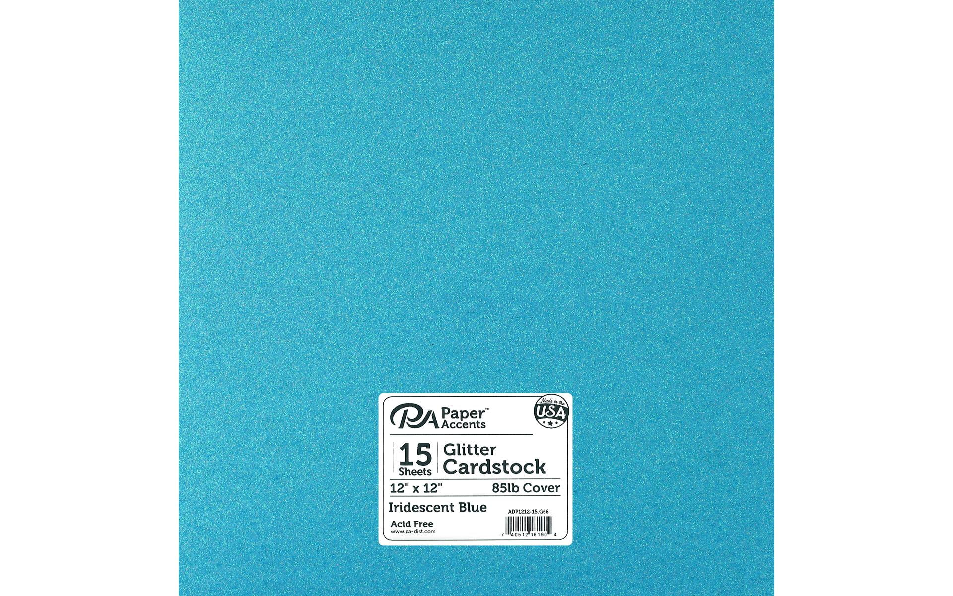 Paper Accents Glitter Cardstock 12"x 12" 85lb 15pc Iridescent Blue