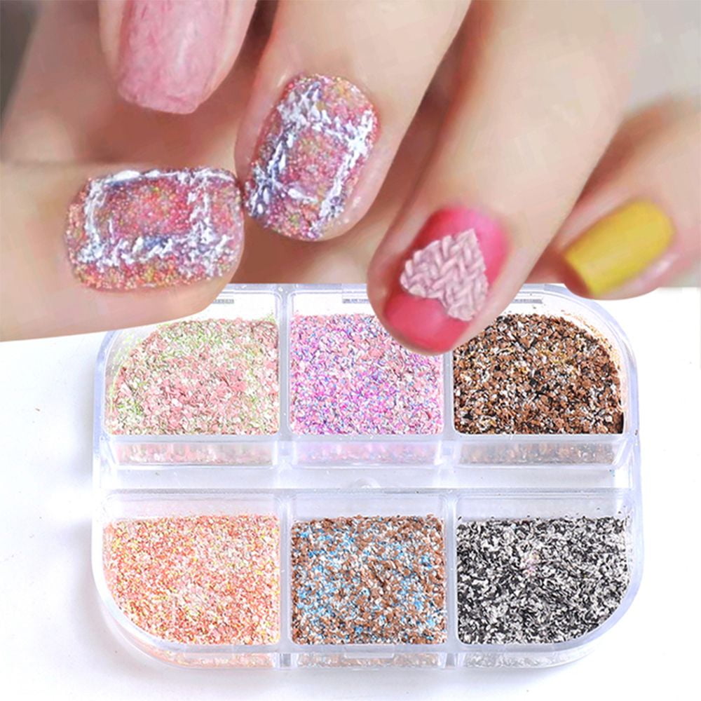 opvise 12Pcs/Set Nail Foils Ultra Thin Easy to Stick Lightweight Gold Nail  Foil Sequin Flakes for Manicure