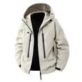 thumbnail image 2 of QATAINLAV Men's Full Zip up Waterproof Hooded Jacket Casual Big and Tall Raincoat Windbreaker Hiking Outerwear with Pockets White,M, 2 of 8