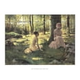 thumbnail image 2 of Edelfelt, Albert 32x25 Black Ornate Wood Framed with Double Matting Museum Art Print Titled - Under the Birches, 2 of 4