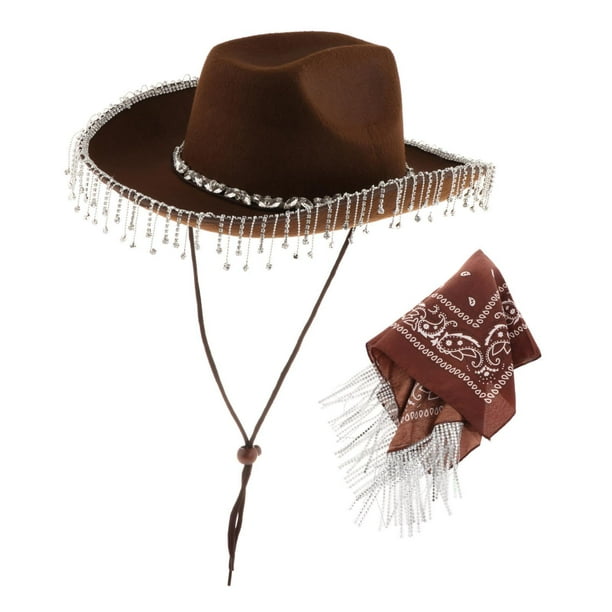 Sombrero de vaquero con flecos de diamantes de imitación Sunnimix sombrero de Vaquera para concierto