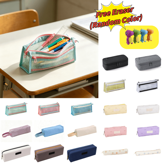 CuiLiyq Clear Mesh Pencil Case, Zipper Stationery Pouch, Large Capacity Transparent Pen Bag, for College, Office, and Travel Supplies Storage