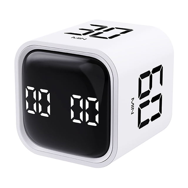 Temporizador digital de cubo para productividad, temporizador de cocina, temporizador de escritorio, 5/10/30/60 min y cuenta regresiva personalizada, vibración y alarma de sonido ajustable para