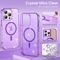 thumbnail image 4 of Feishell Magnetic for iPhone 14 Plus Case, for Women Girls, [Compatible with MagSafe] Clear Glitter Cover Slim Transparent Shockproof Bling Transparent Phone Case for iPhone 14 Plus,Purple, 4 of 7