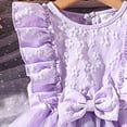 thumbnail image 4 of Gibobby Girls Dresses Sparkly Floral Party Puffy Short Sleeve Crew-Neck Dress With Glitter Embellishments Celebrations Comfortable Soft Breathable Cake Dress(5-6 Years,Purple), 4 of 5