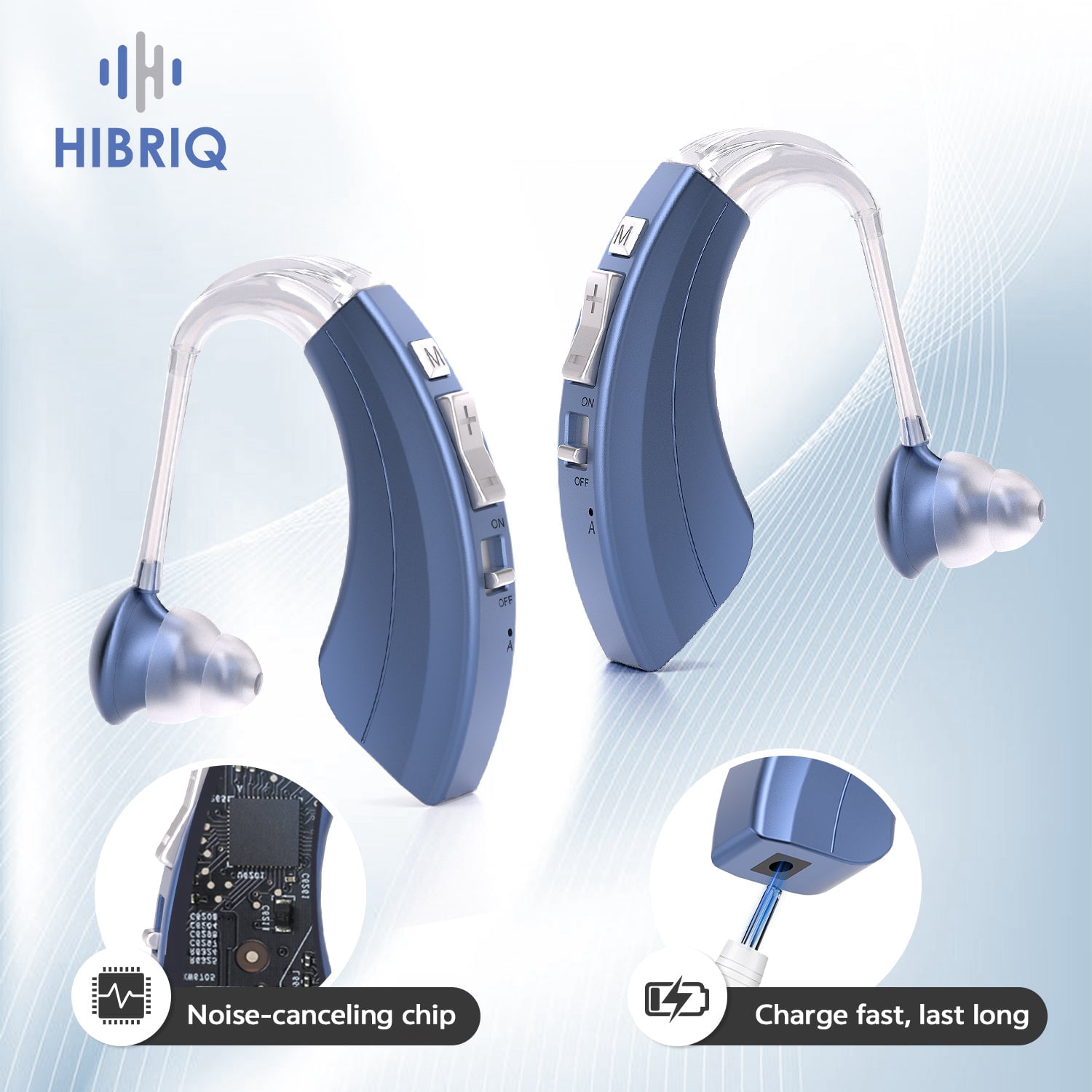 HIBRIQ Rechargeable Hearing Aids with Enhanced Speech, Noise Reduction & Feedback Cancellation for Seniors HH-1220AX