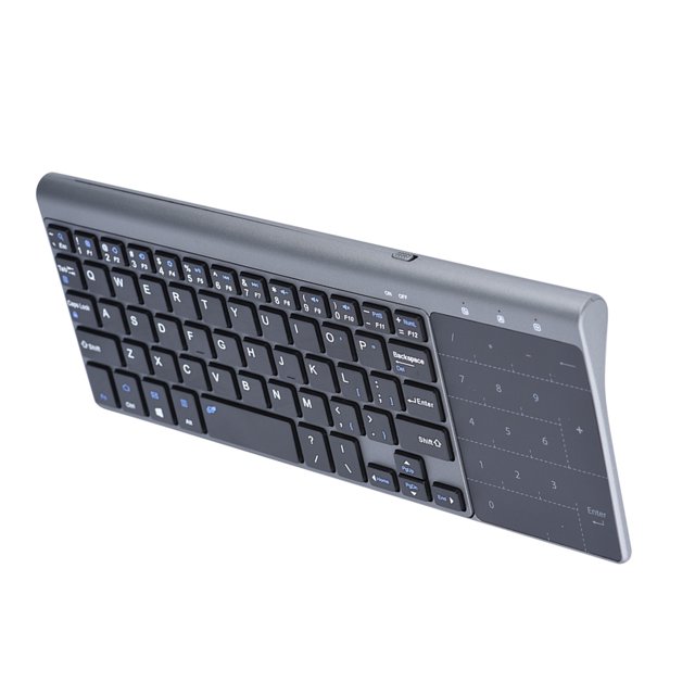 2.4G Teclado Inalámbrico Ultra Slim Portable Mini Teclado Con panel TiClilo, Teclado Inalámbrico Pequeño Para Box de PC Box TV IOS Ventana, Bateador incluido