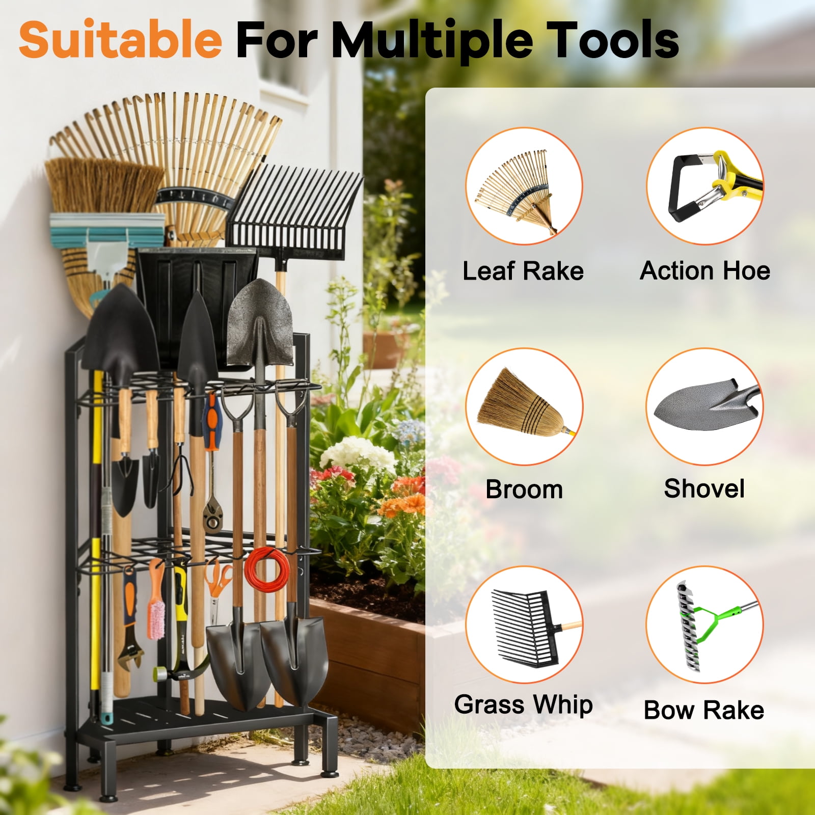 Garden Tool Organizer, Yard Tool Tower Rack for Garage Organization Corner Storage for Garden, Shed, Garage Storage
