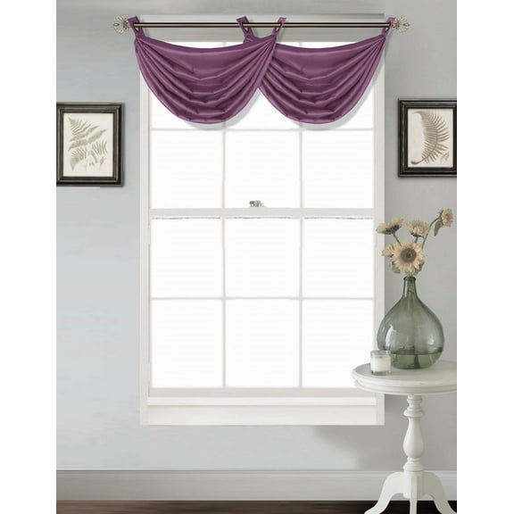 (V24) LILAC LAVENDER 1PC Elegant Faux Silk Swag Waterfall Bronze Grommets Dressing Valance, 55" X 24" Inch