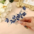 thumbnail image 3 of Crystal Bride Wedding Hair Comb Silver Leaf Bridal Hair Accessories Rhinestone Party Prom Hair Piece for Women and Girls (B Blue), 3 of 4