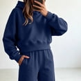 thumbnail image 4 of SZJXBUY Matching Sweatsuit Women Oversized Lounge Set Long Sleeve Hoodie and Wide Leg Pant Fall Winter Outfits Navy,L, 4 of 8