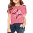 thumbnail image 4 of TIREOW Girls Oversized Baseball Print T-Shirts Kids Cute Print Short Sleeved Athletic Tee Shirt Teen Preppy Loose Blouse ﻿ (Pink, 10-11Years), 4 of 7