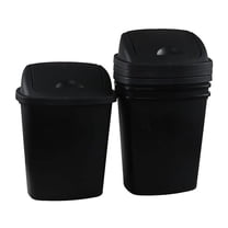 4 Pack 8 Gallon Medium Trash Can with Lid, Plastic Top Garbage Can, Black Waste Bin Waste Basket for Bathroom, Kitchen, Bedroom, Office,
