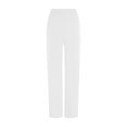 thumbnail image 4 of Women Stretch Straight Leg Pants Elastic Waist Lightweight Work Pants Casual Lounge Athletic Trousers with Pockets White L, 4 of 7