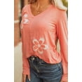 thumbnail image 4 of Floral Patchwork V-Neck Long Sleeve Top, 4 of 11