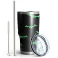 thumbnail image 2 of 30oz Black Halloween Bats with Green Tumblers Stainless Steel Tumbler with Lid and Straw,Vacuum Insulated Double Wall Travel Tumbler Cups Mug with Cleaning Brush for Coffee,Tea, 2 of 7