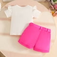 thumbnail image 6 of KPOPLK 2 Piece Baby Girl Summer Clothes Short Sleeve Gingham Puff Sleeve with Elastic Waist Shorts Outfits Set 1t 2t 3t 4t 5t 6t(9-12 Months,Hot Pink), 6 of 8