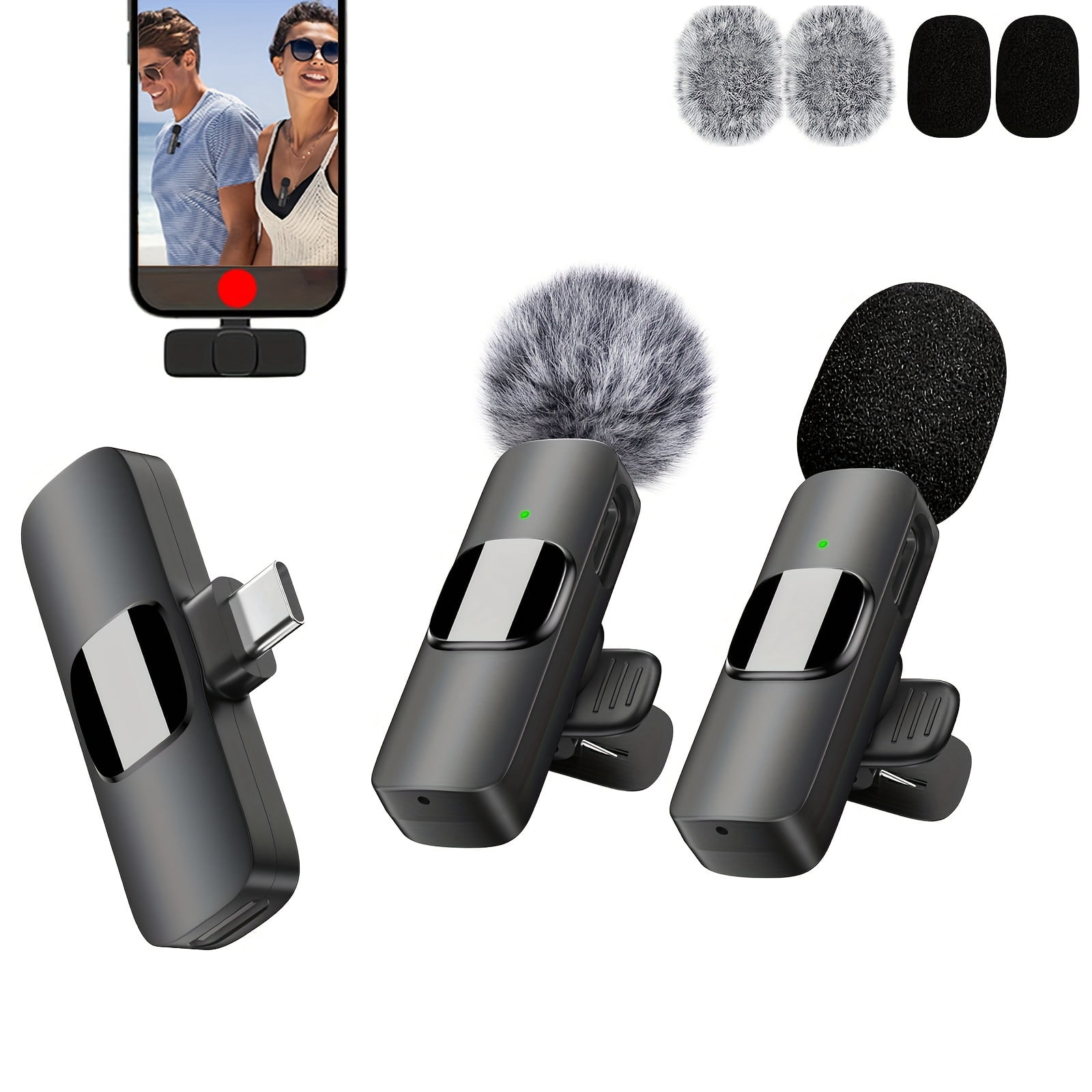 Clip-On Wireless Microphone: Omnidirectional Noise Reduction, USB-C Rechargeable for Streaming, Podcast, Vlogging, Voice Control & Recording