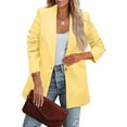 thumbnail image 2 of Baberdicy Lady Coat Women's Casual Solid Long Sleeve Lapel Button Slim Work Office Fall Thin Jacket Women's Blazers Suit Jackets Womens Blazer Yellow, 2 of 7
