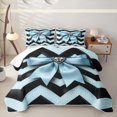 thumbnail image 2 of spefrowx Chic Blue Bow Quilt King for Teens, Black Simple Zebra Heart Print King Coverlet Set, 3 Pieces, 2 of 7