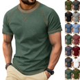 thumbnail image 2 of Mens T-Shirts Short Sleeve Cotton Crew Neck Tshirts Casual Classic Stylish Vintage Tees Breathable Moisture Wicking Comfort Green M, 2 of 6
