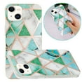 thumbnail image 2 of For Apple iPhone 13 (6.1") Stylish Geometric Marble Design Pattern Soft Silicone Rubber Hybrid Shockproof Lightweight Slim Phone Case For iPhone 13,Green and White Marble, 2 of 5
