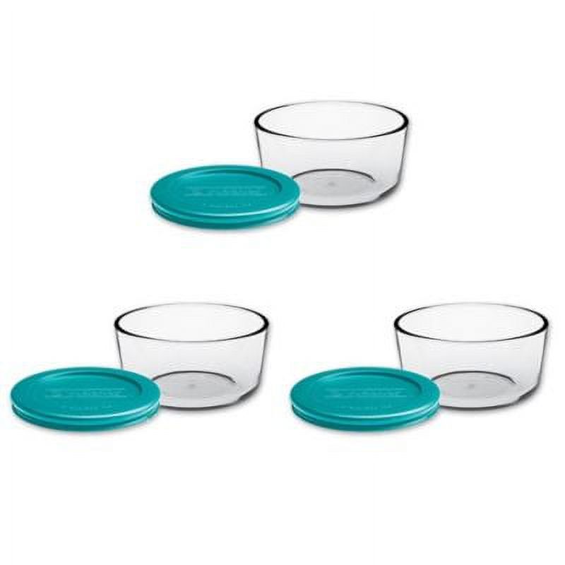Anchor Hocking 2 Cup Round Storage with Teal Lids, 6 Piece