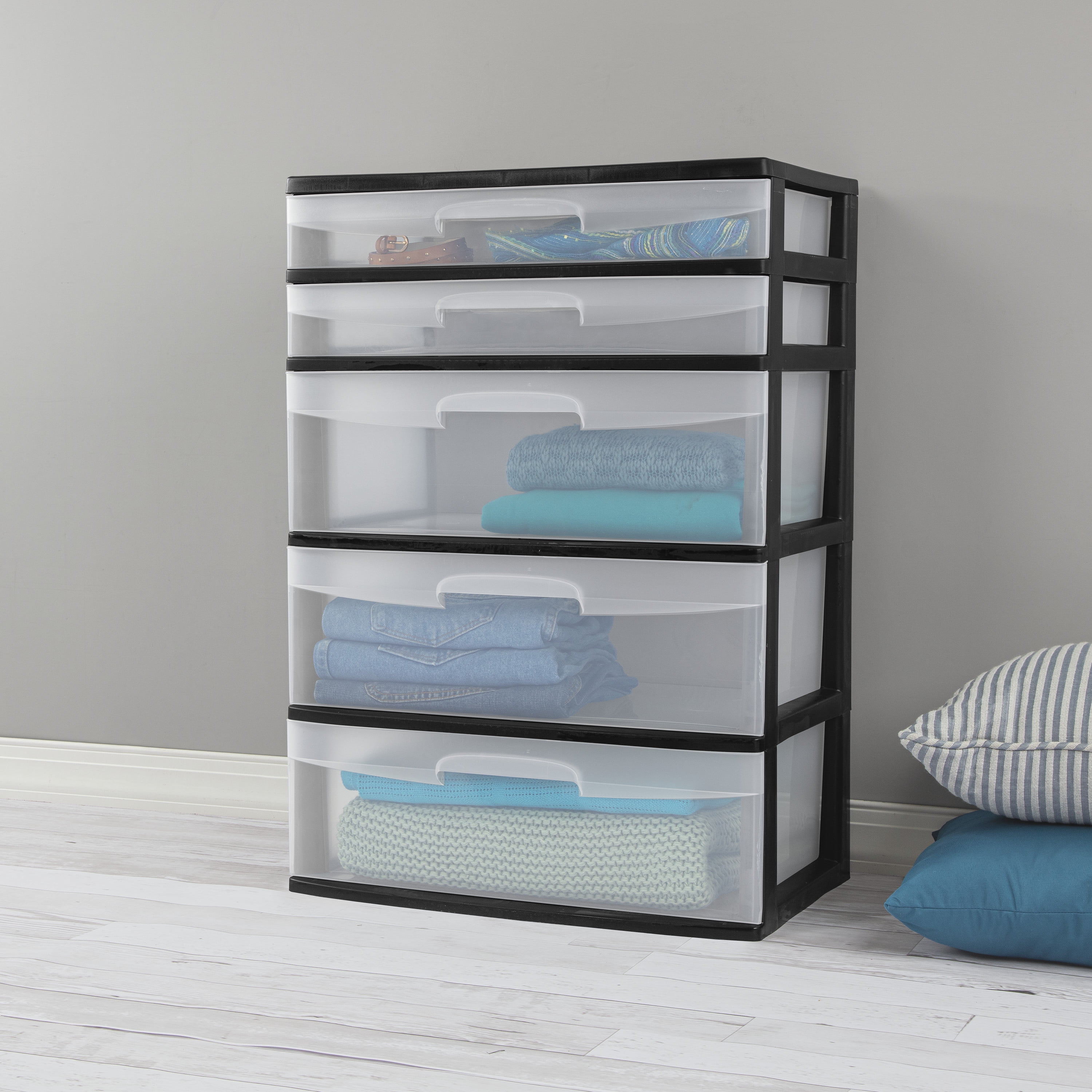 Sterilite Plastic 5 Drawer Wide Tower Black - 3