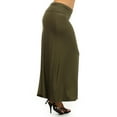 thumbnail image 2 of Moa Collection Women's Plus Size High Waist Foldable Elastic Band Relaxed Fit Solid Maxi Skirt, 2 of 4