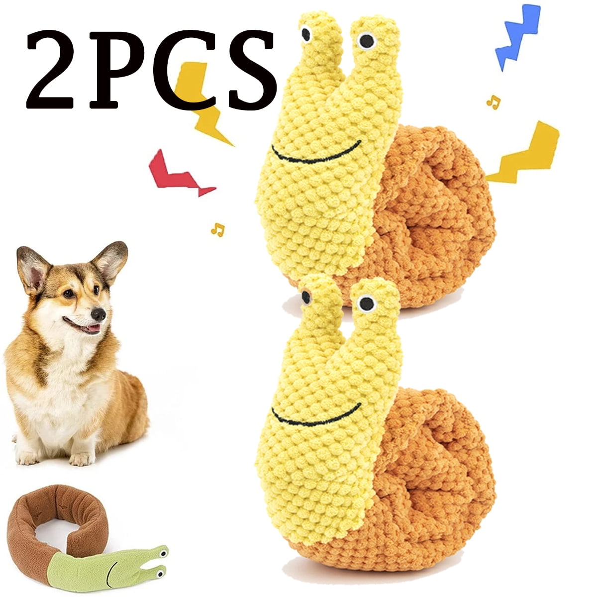 2PCS Snail Shape Toys,Dog Portable Interactive Feeding Toy 