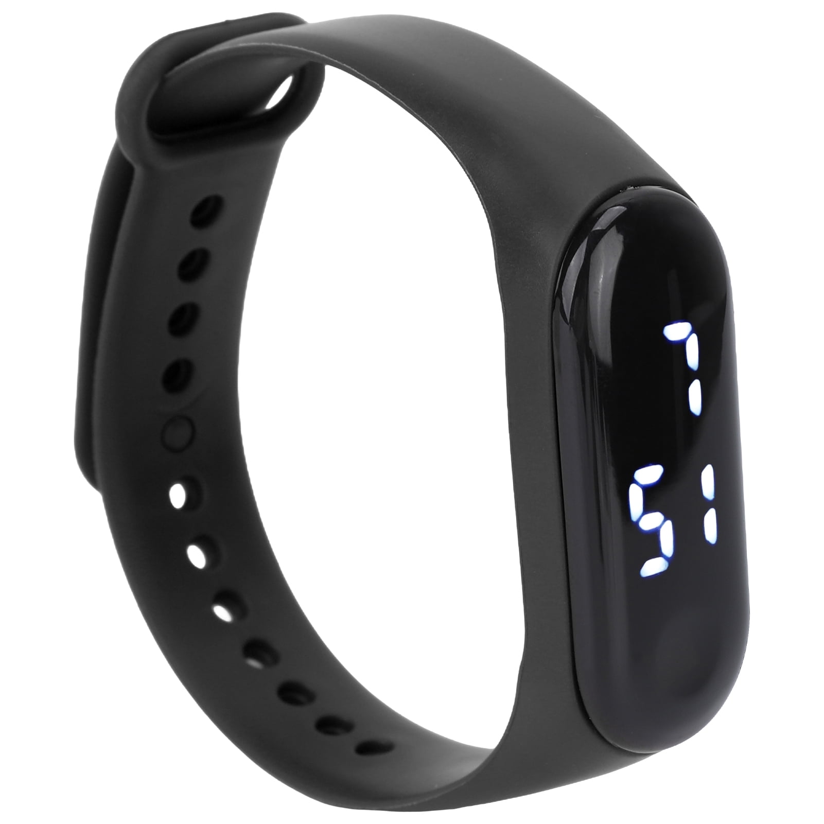 NFTIGB Black Silicone LED Digital Sports Watch with White Light Display for Teens and Students, Unisex Casual Everyday Electronic Wristwatch, 10 inches / 25.4 cm