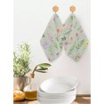 thumbnail image 2 of Pink Spring Floral Kitchen Dish Towels for Drying Dishes Set of 2, Farmhouse Flowers Sage Green Leaves Waffle Weave Microfiber Hand Tea Bathroom Towels Quick Dry & Absorbent Towel 12x12, 2 of 7