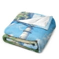 thumbnail image 3 of Lighthouse Sunrise Coast Scenery Pale Blue Tan Print Blanket Warm Throw Blanket Soft Flannel Lightweight Throw Blankets Couch Bed Travel Bedding Room Decor for Kids Teens Adults, 3 of 8