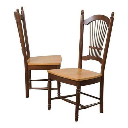 Pemberly Row Modern 18 Wood Dining Chairs in Nutmeg (Set of 2)