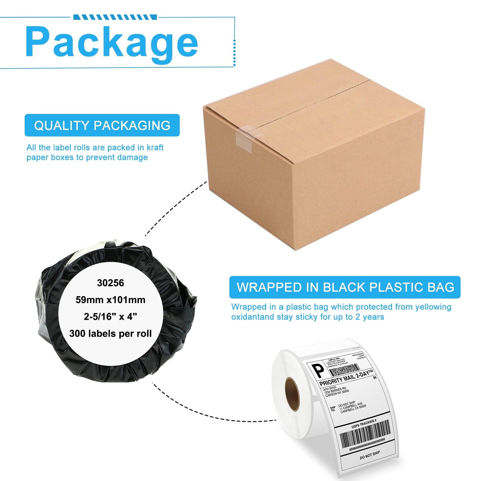 NineLeaf 10 Rolls Compatible for DYMO 30256 2-5/16 in x 4 in Shipping Address Barcode Labels, 300 Labels Per Roll