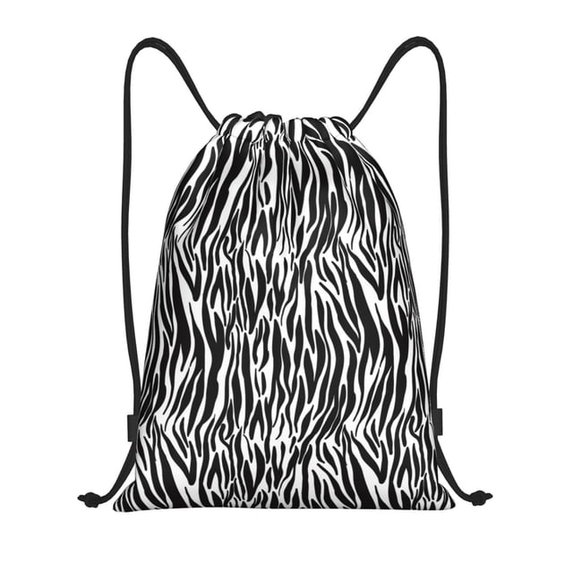 Saiise Zebra Pattern Sports Drawstring Backpack - String Swim Gym Bag with Wet Proof Pocket for Women&Men-Medium