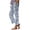 Blue, variant on Linen Pants for Women Floral Print Elastic Waist Straight Leg Cropped Trousers Summer Casual Beach Vacation Clothes, Mint Green S