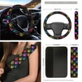 thumbnail image 3 of Yuyamidu Colorful Dog Paw Car Seat Cover Front Seat Cover Set of 12 Cute Steering Wheel Cover Seat Belt Pad Armrest Cover Garbage Bag Air Vent Bag Rearview Mirror Cover Coasters Key Chain, 3 of 6