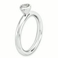 thumbnail image 3 of Sterling Silver Stackable Expressions High 4mm Round White Topaz Ring Size 7, 3 of 3