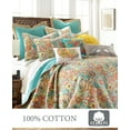 thumbnail image 4 of Levtex Home - Palisades Quilt Set - Twin Quilt + One Standard Pillow Sham - Paisley - Teal Coral Orange Spa Yellow Green - Quilt (68x86in.) and Pillow Shams (26x20in.) - Reversible - Cotton Fabric, 4 of 5
