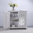 thumbnail image 3 of YIYADO Elegant Sideboard, Vintage Hollow Carved Buffet, Sideboard and Buffet with Storage, Feature Cabinet with 2 Doors, Living Room, Kitchen, Dining Room, Gray, 3 of 6