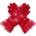 thumbnail image 3 of Bmisegm Lace Gloves Full Finger with Ruffle Edge for Girls Party Halloween Gloves for Kids Red One Size, 3 of 3