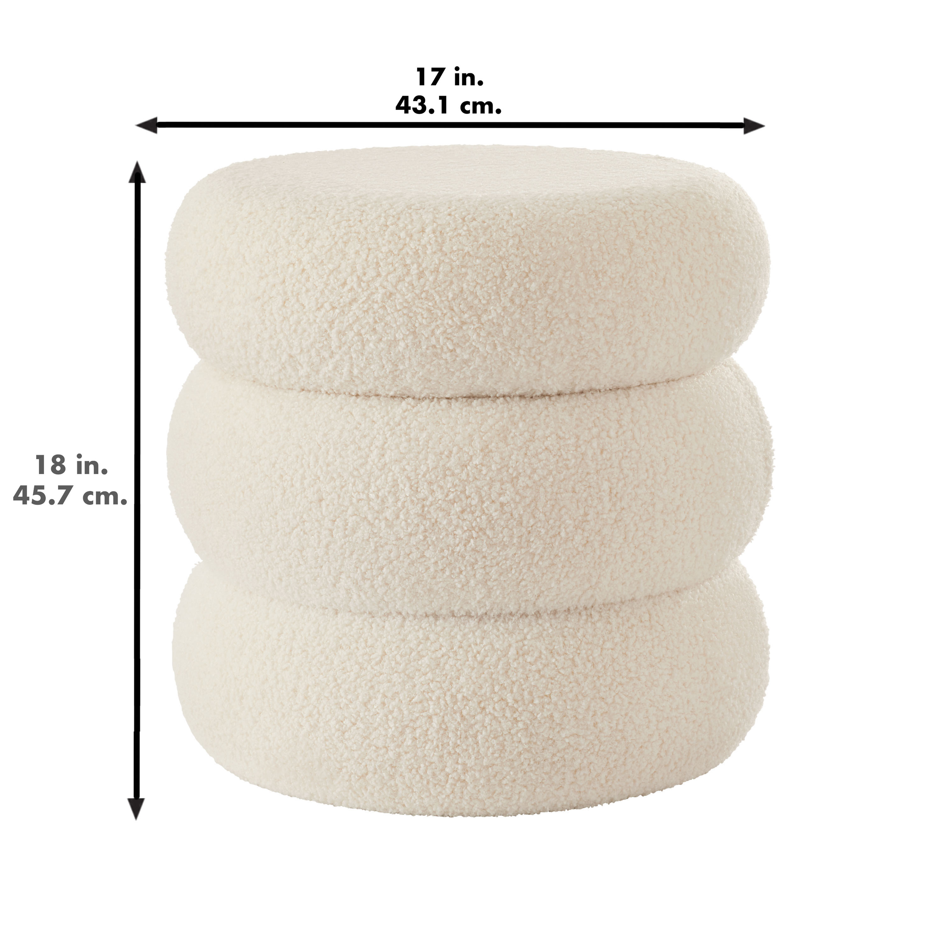 Mainstays Boucle Cloud Storage Ottoman, Cream photo 5