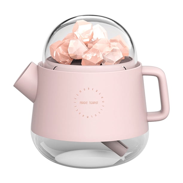 Humidificador de piedra de sal de cristal de 360 ml con forma de tetera, humidificador de niebla cálida