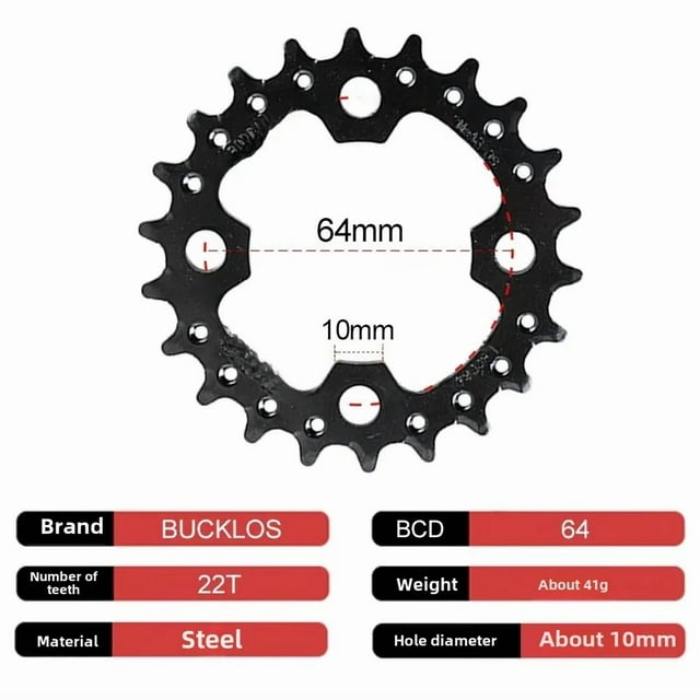 22T Single Chainring Mountain Bike Crankset, Steel Construction, Versatile 3-Chain Compatibility, Easy Installation, Optimal Gear Control, Durable Bicycle Accessory (22 Tooth Single Plate Design)