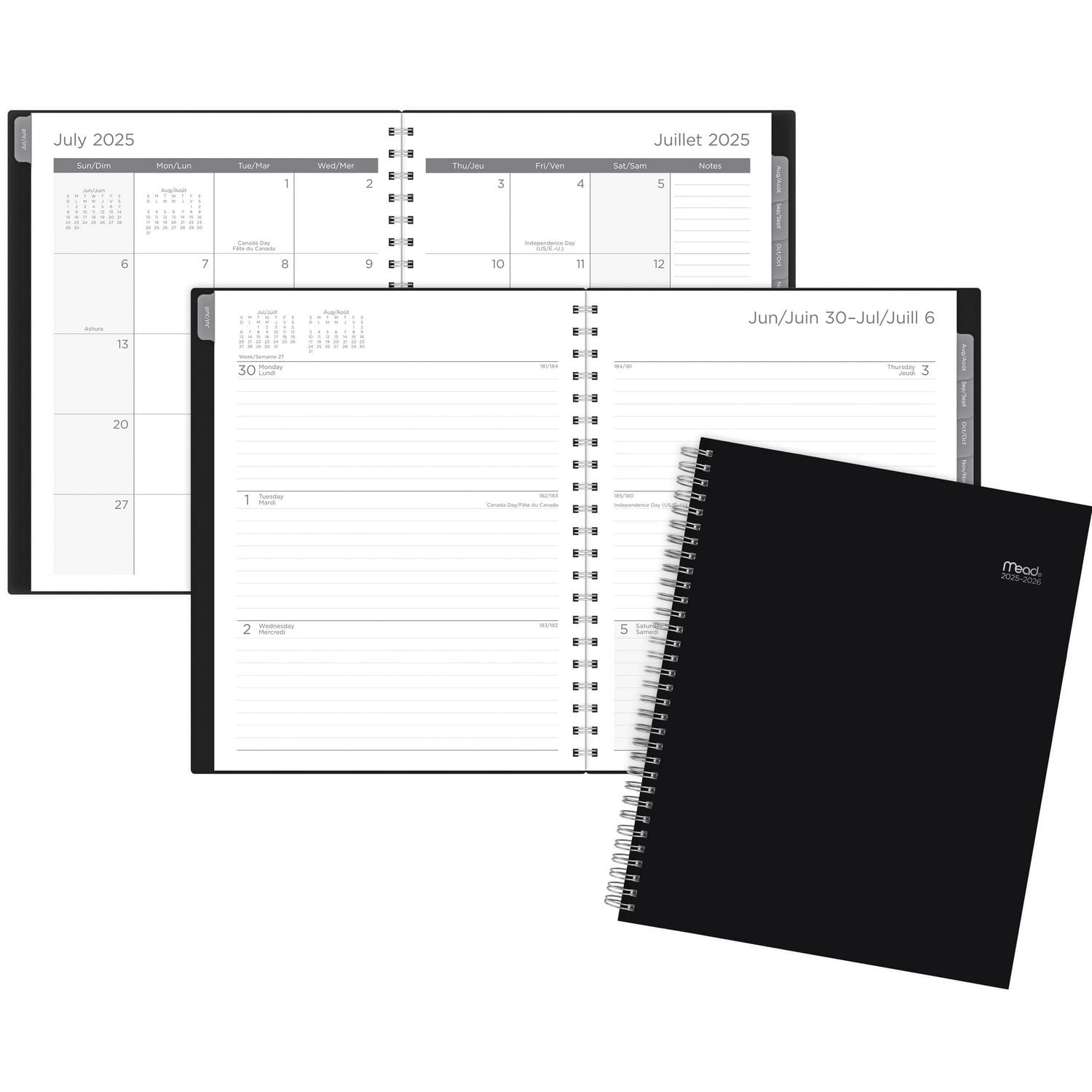 2025-2026 Mead® Basic Black Large Weekly Academic Year Planner